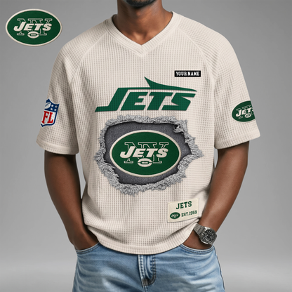 PREMIUM NFL X NYJ Game Day Waffle V-neck T-shirt 110626