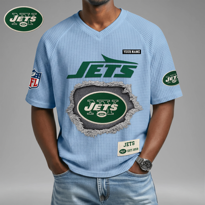 PREMIUM NFL X NYJ Game Day Waffle V-neck T-shirt 110626