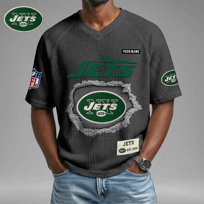 PREMIUM NFL X NYJ Game Day Waffle V-neck T-shirt 110626