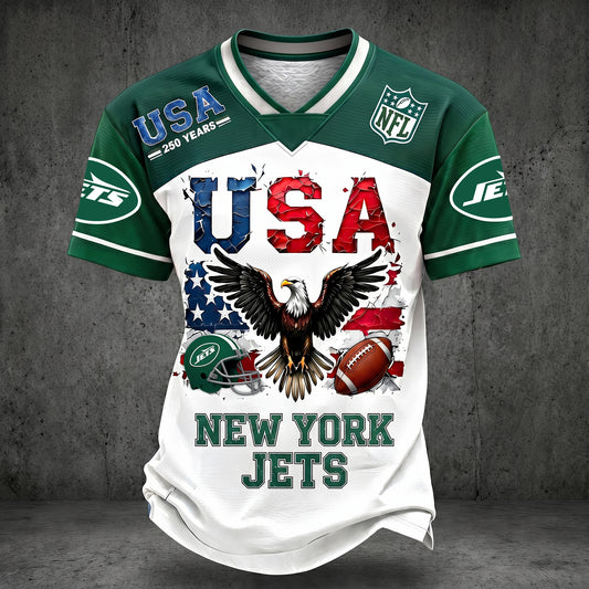 PREMIUM NFL X NYJ LUXURY V-Neck 250 Years Of T- Shirt 160626