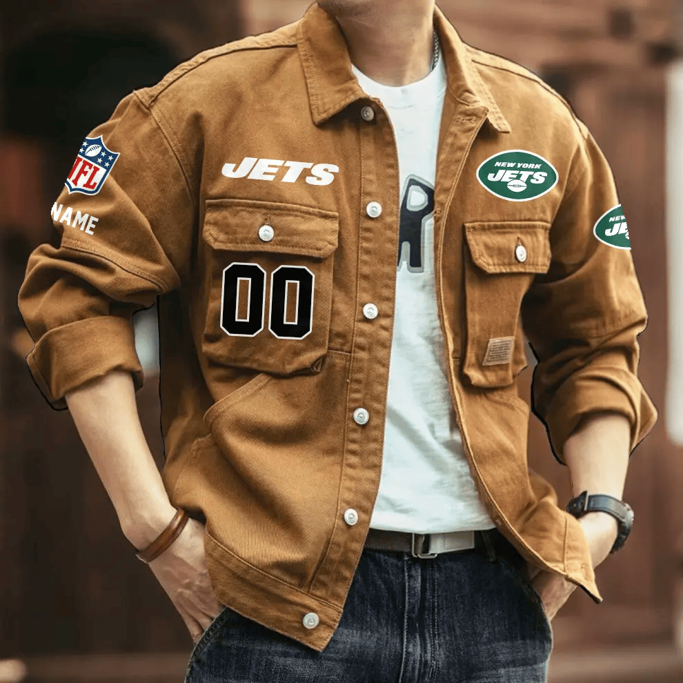 PREMIUM NFL X NYJ Men's Denim Autumn Jackets NDT VHM 090626