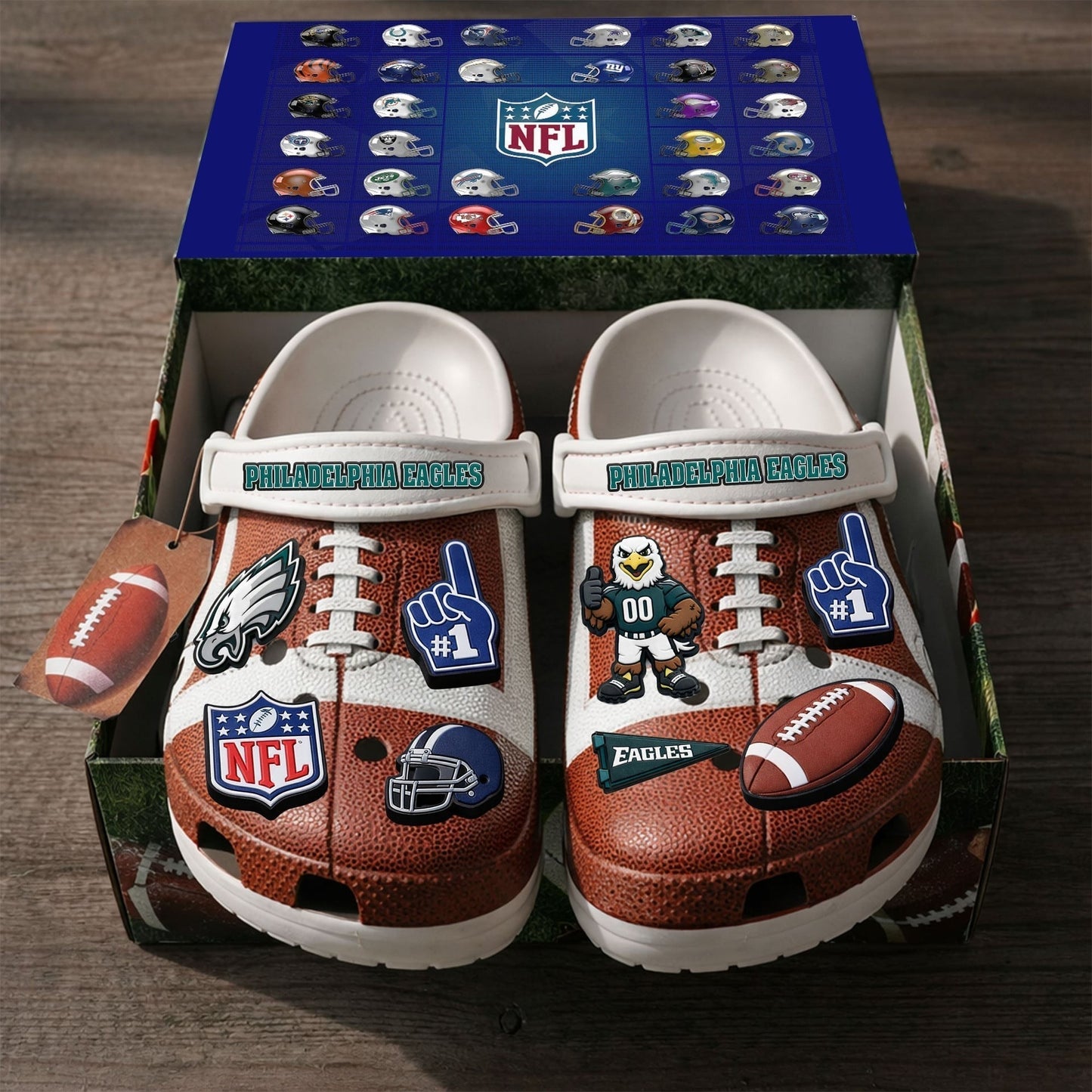 PREMIUM NFL X PHI CLOGS WITH CHARMS NDT NHM