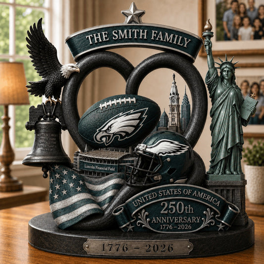 PREMIUM NFL X PHI Team Mix 250th Anniversary Acrylic Block Plaque Custom Name  120626