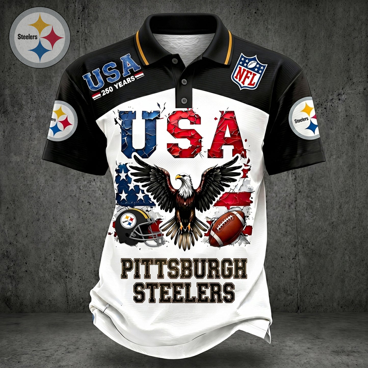 PREMIUM NFL X PIT 250TH Anniversary LUXURY POLO Shirt Shirt 170626