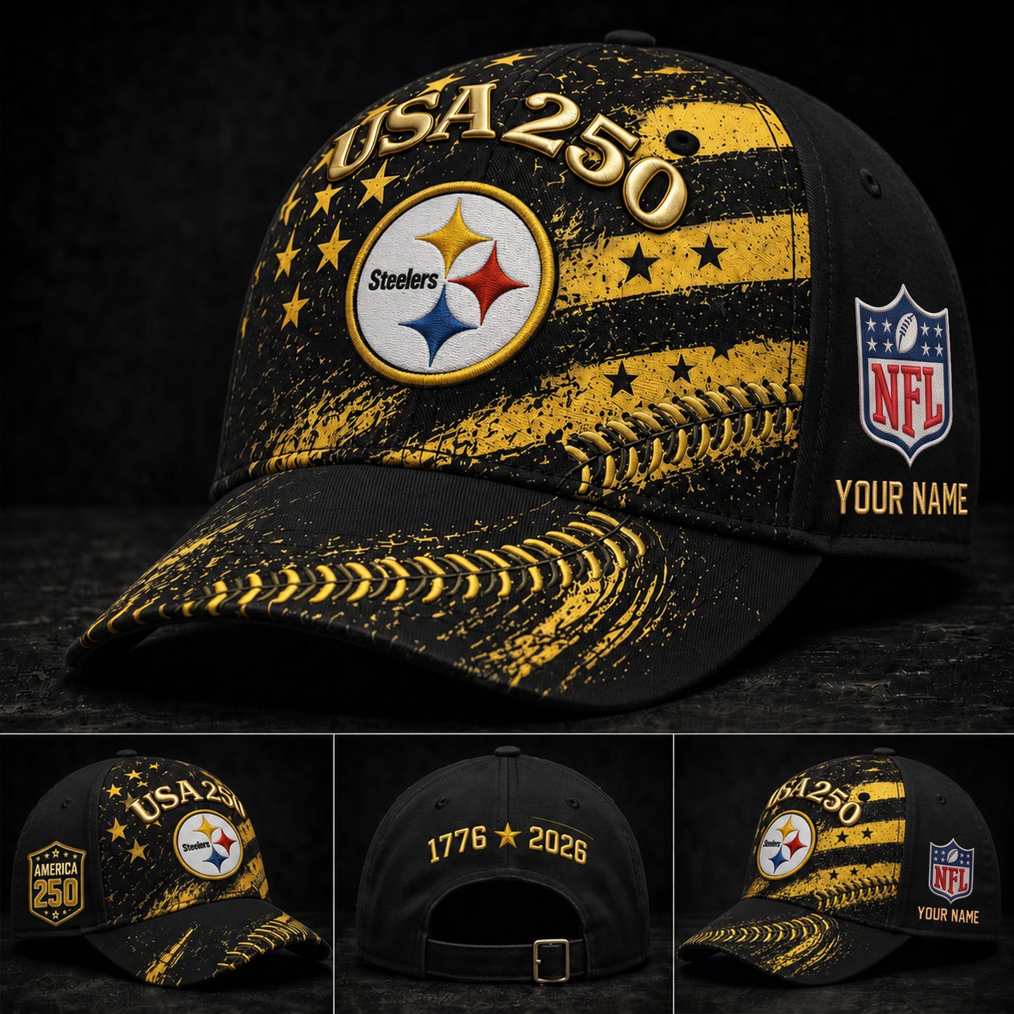 PREMIUM NFL X PIT GAMEDAY EXCLUSIVE PERSONALIZED 250 YEAR ANNIVERSARY CAP 010726