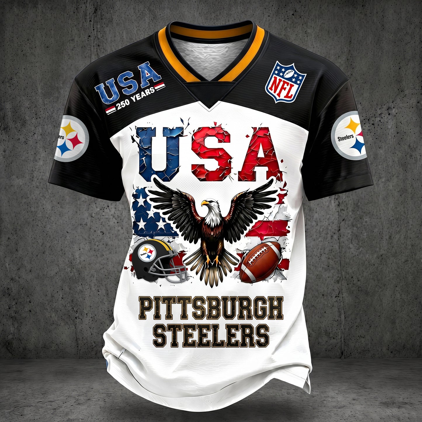 PREMIUM NFL X PIT LUXURY V-Neck 250 Years Of T- Shirt 160626