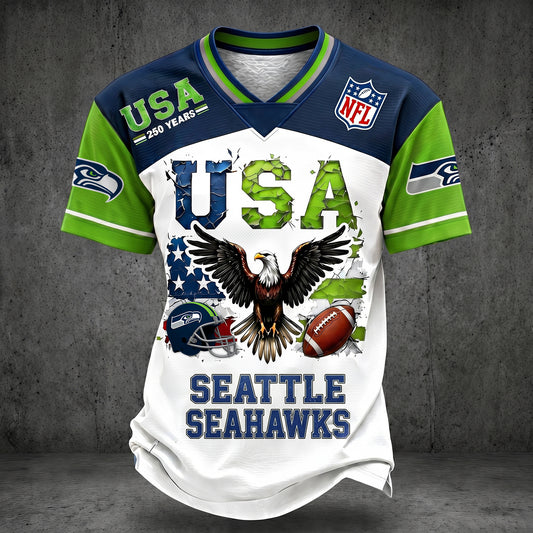 PREMIUM NFL X SEA LUXURY V-Neck 250 Years Of T- Shirt 160626