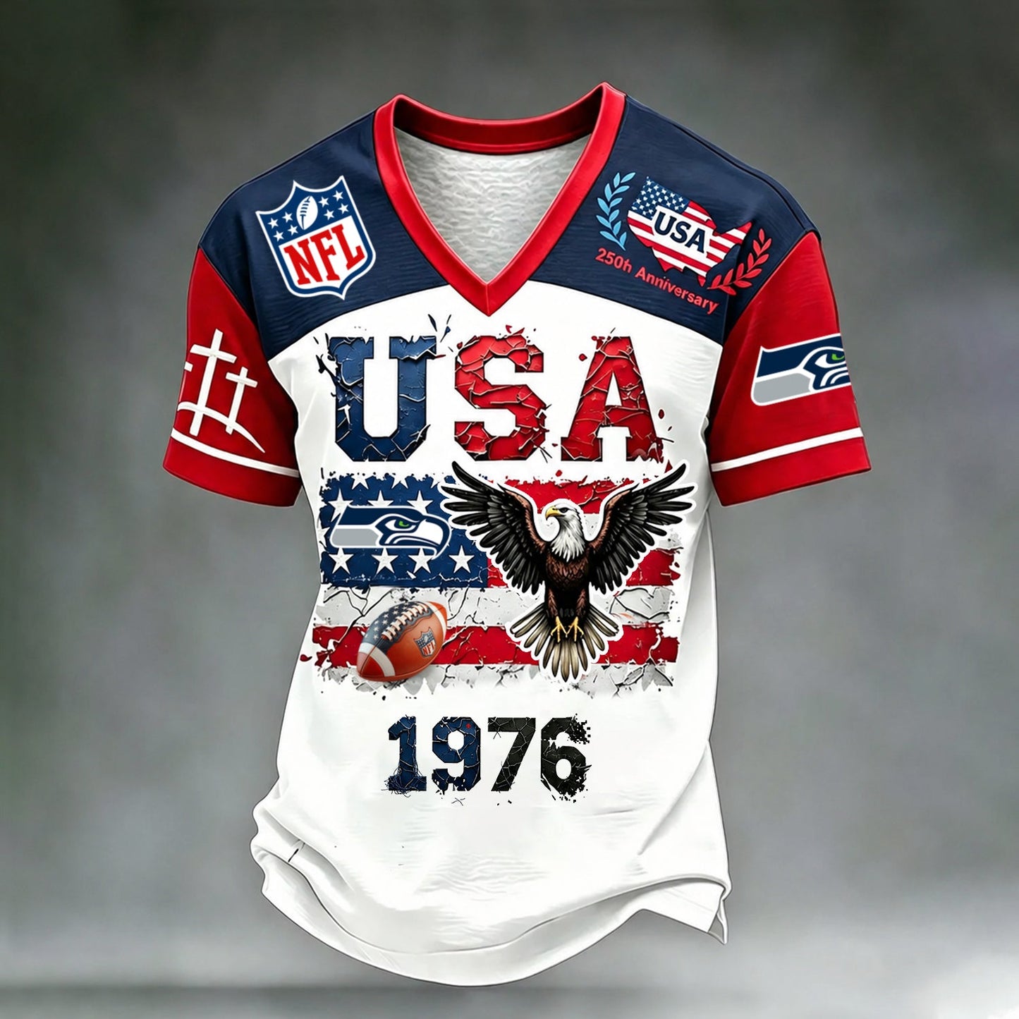 PREMIUM NFL X SEA LUXURY V-Neck T- Shirt V3 130626