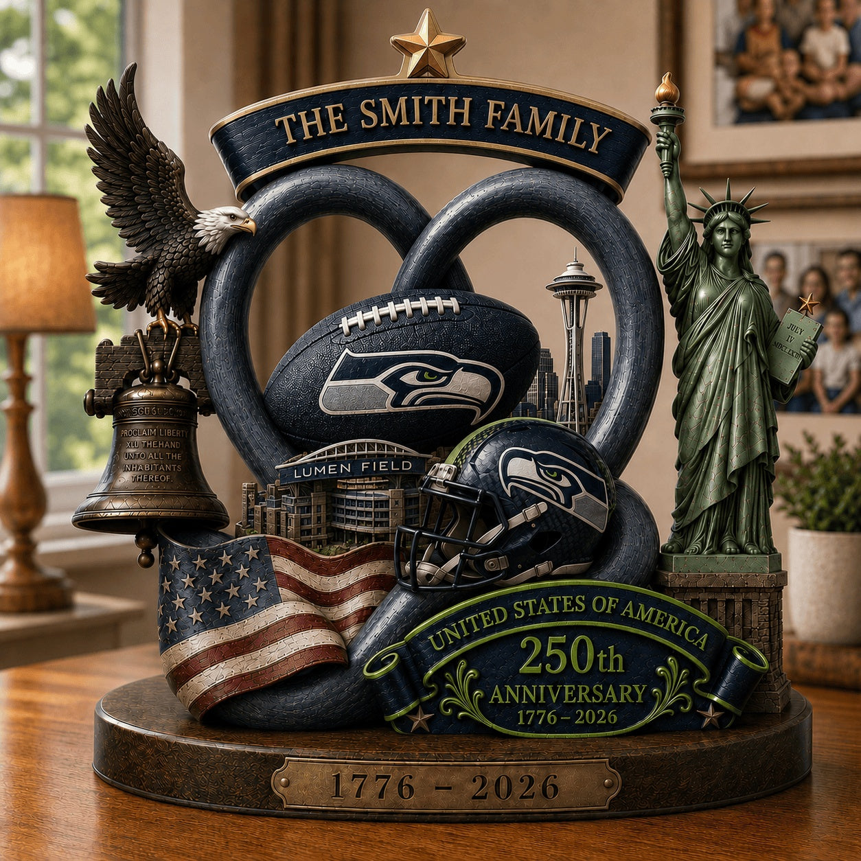 PREMIUM NFL X SEA Team Mix 250th Anniversary Acrylic Block Plaque Custom Name  120626