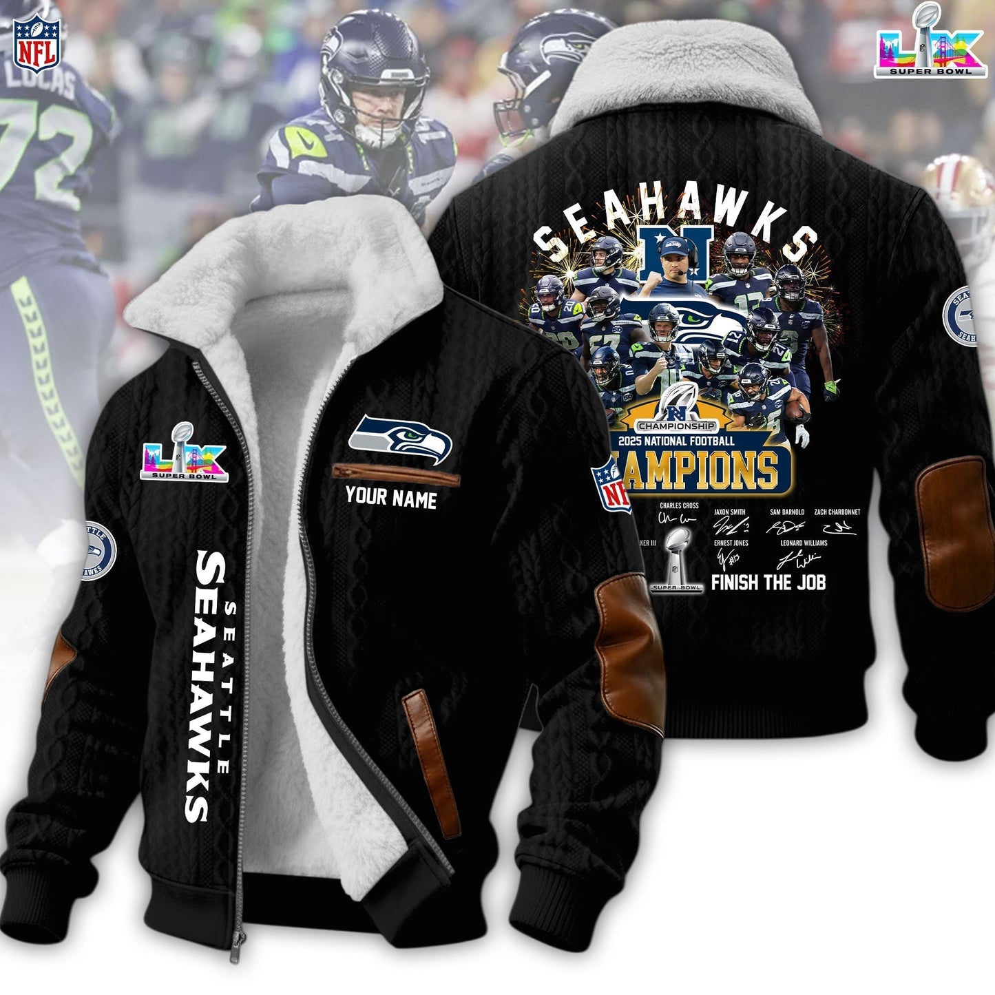 PREMIUM NFL X SEAHAW Fleece Jacket For Championship NDT LVH