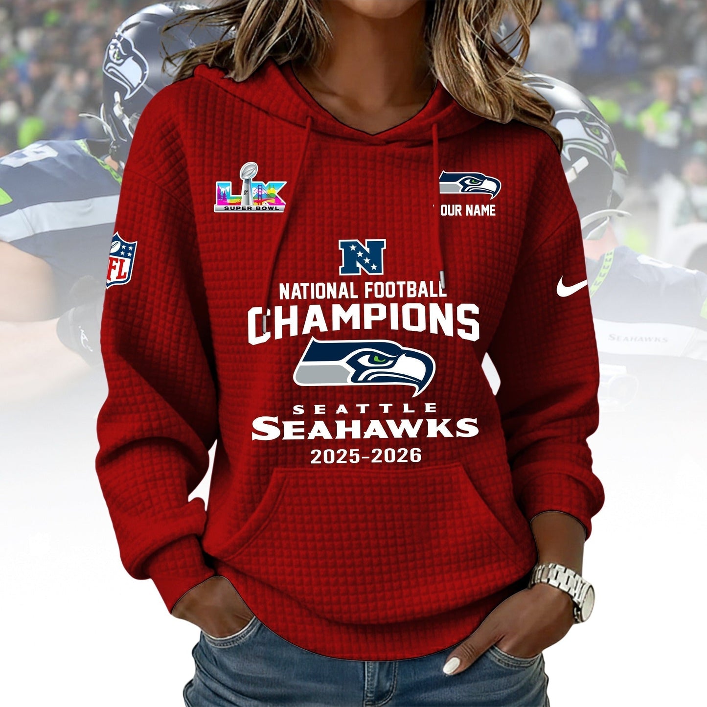 PREMIUM NFL X SEAHAW WOMEN WAFFLE FOR CHAMPIONSHIP NDT NHM