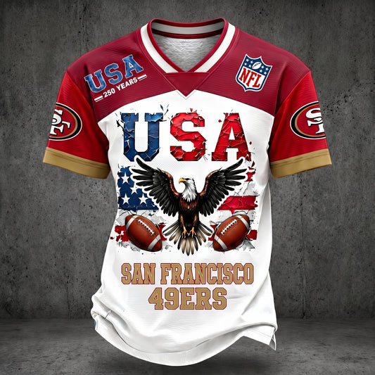 PREMIUM NFL X SF 250TH anniversary LUXURY V-Neck T- Shirt 130626