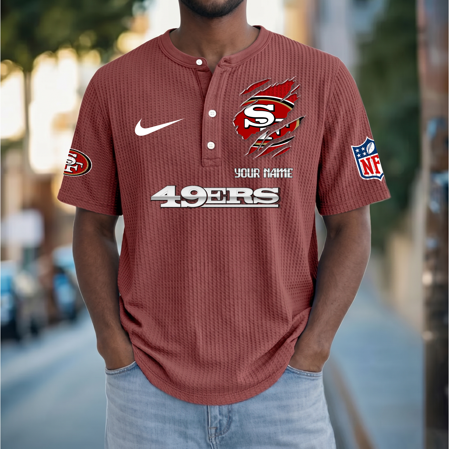 PREMIUM NFL  X  SF Crew neck button Henry Shirt Limited Editions NDT VHM 230426