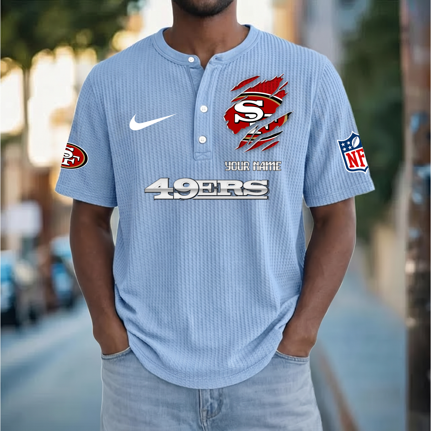 PREMIUM NFL  X  SF Crew neck button Henry Shirt Limited Editions NDT VHM 230426