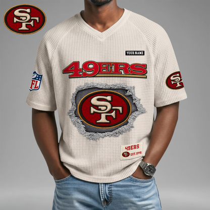 PREMIUM NFL X SF Game Day Waffle V-neck T-shirt 110626