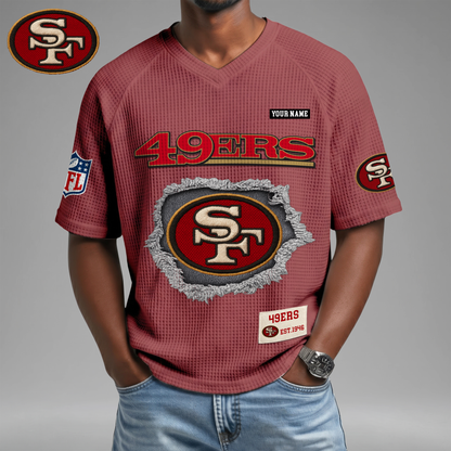 PREMIUM NFL X SF Game Day Waffle V-neck T-shirt 110626