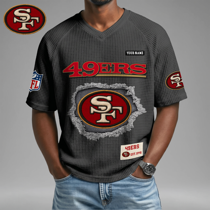 PREMIUM NFL X SF Game Day Waffle V-neck T-shirt 110626