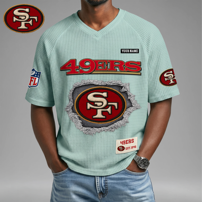 PREMIUM NFL X SF Game Day Waffle V-neck T-shirt 110626