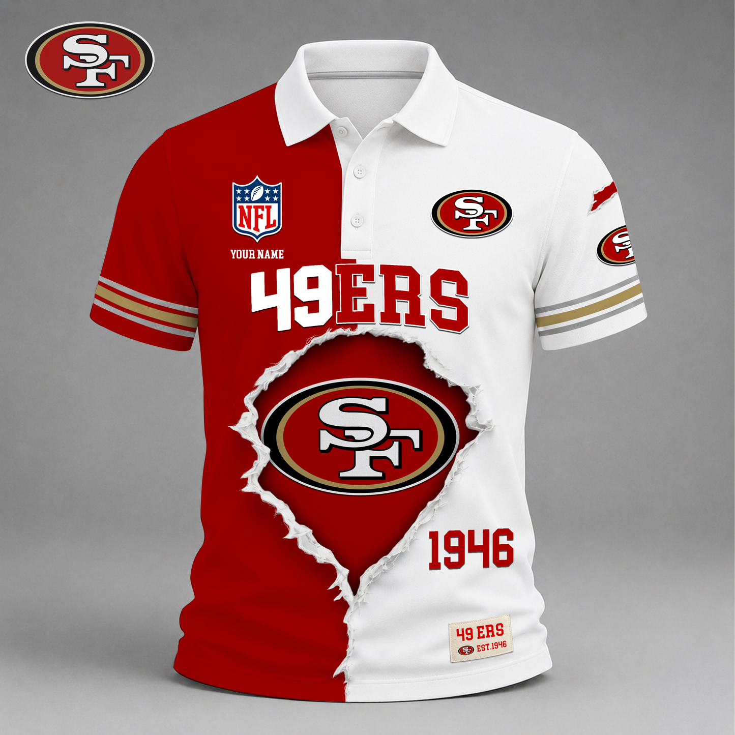 PREMIUM NFL X SF LUXURY V-Neck POLO SHIRT 150626