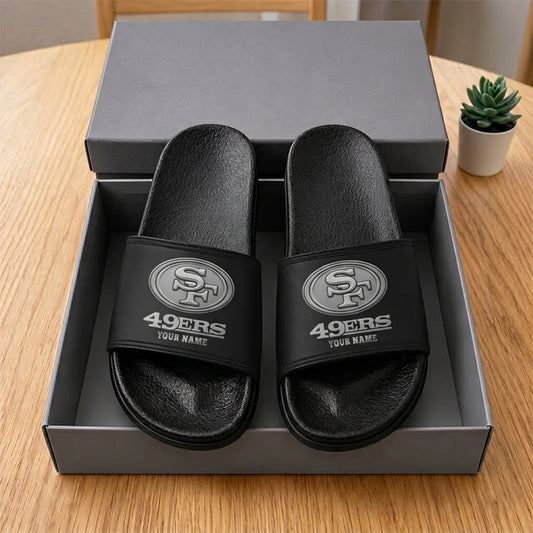 PREMIUM NFL X SF New Black Slippers All Size Custom Name FOR SUMMER HOLIDAY NDT VHM 160626