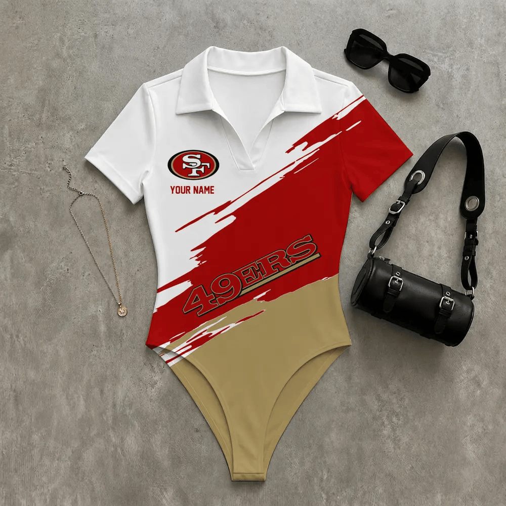 PREMIUM NFL X SF Women's Slim-Fit V-Neck Polo Bodysuit NDT LVH 270526