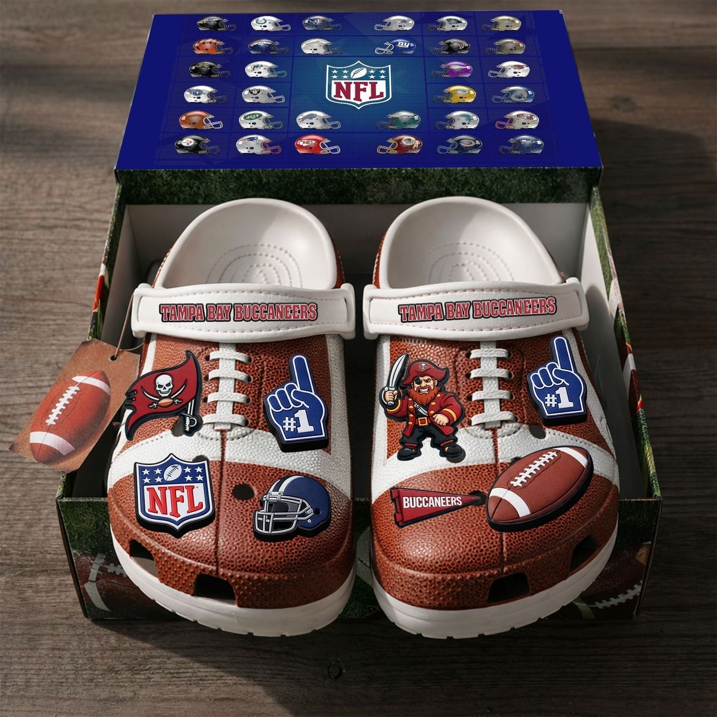 PREMIUM NFL X TB CLOGS WITH CHARMS NDT NHM