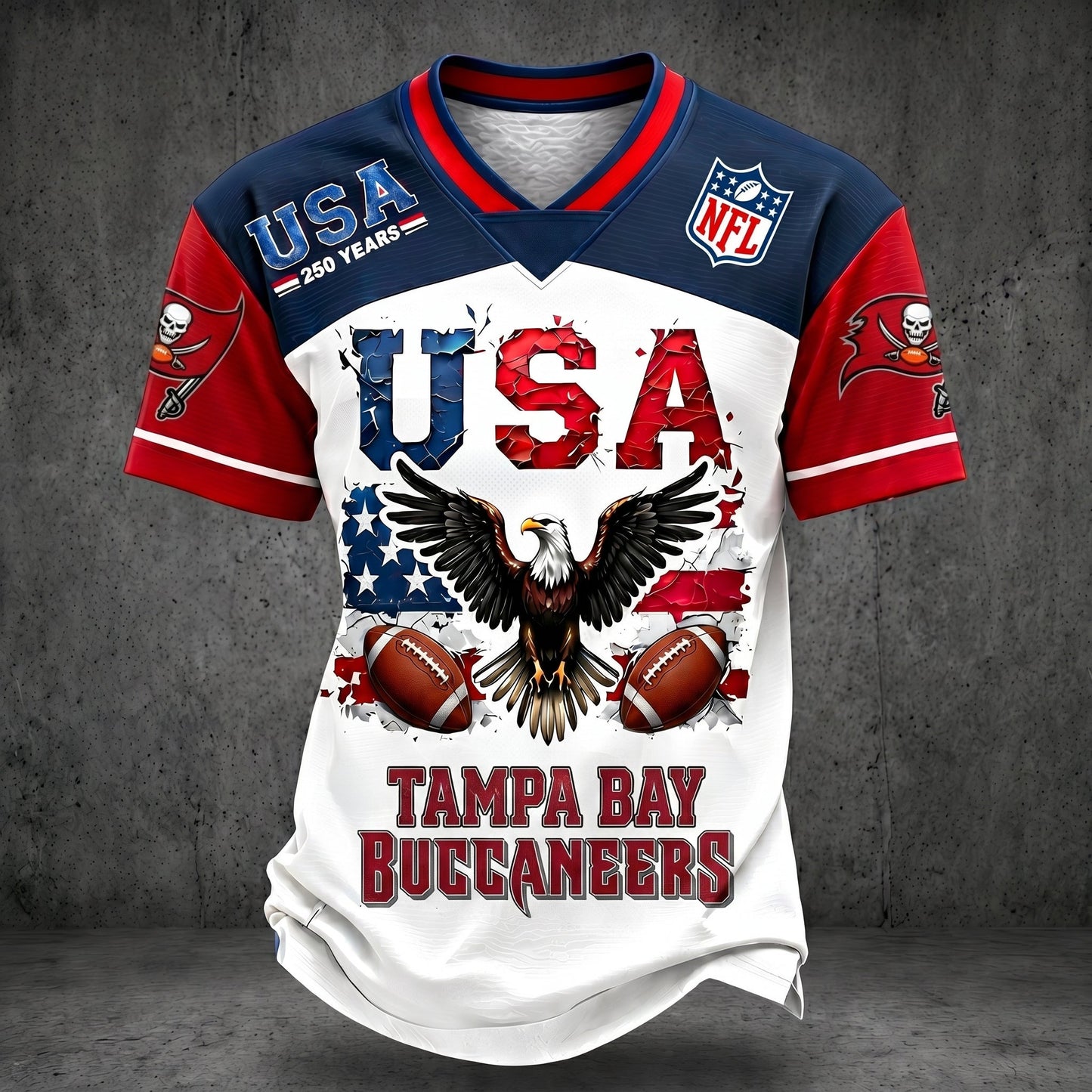 PREMIUM NFL X TBB 250TH anniversary LUXURY V-Neck T- Shirt 130626