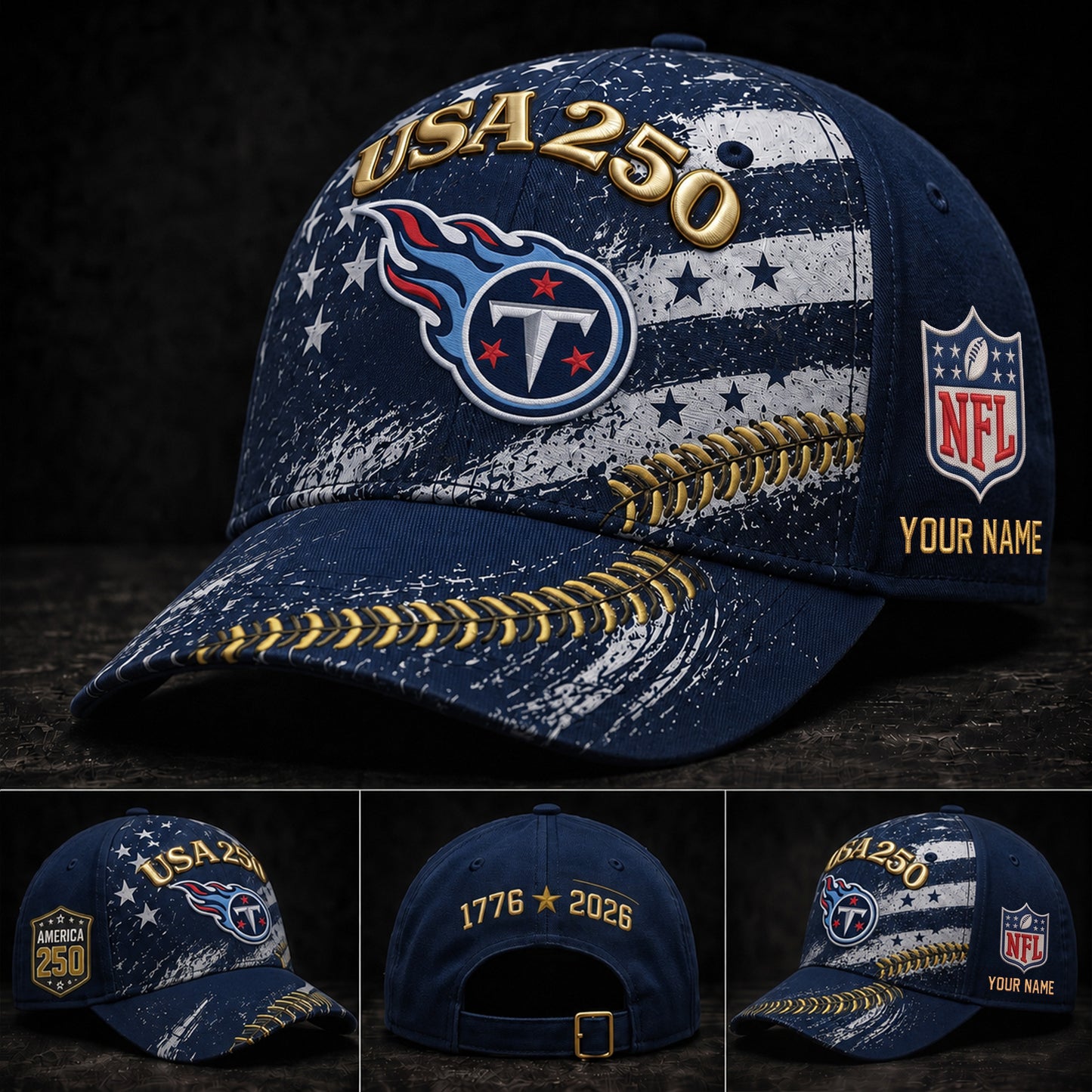 PREMIUM NFL X TEN GAMEDAY EXCLUSIVE PERSONALIZED 250 YEAR ANNIVERSARY CAP 010726
