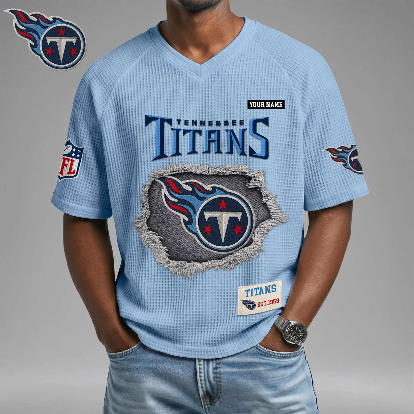 PREMIUM NFL X TT Game Day Waffle V-neck T-shirt 110626