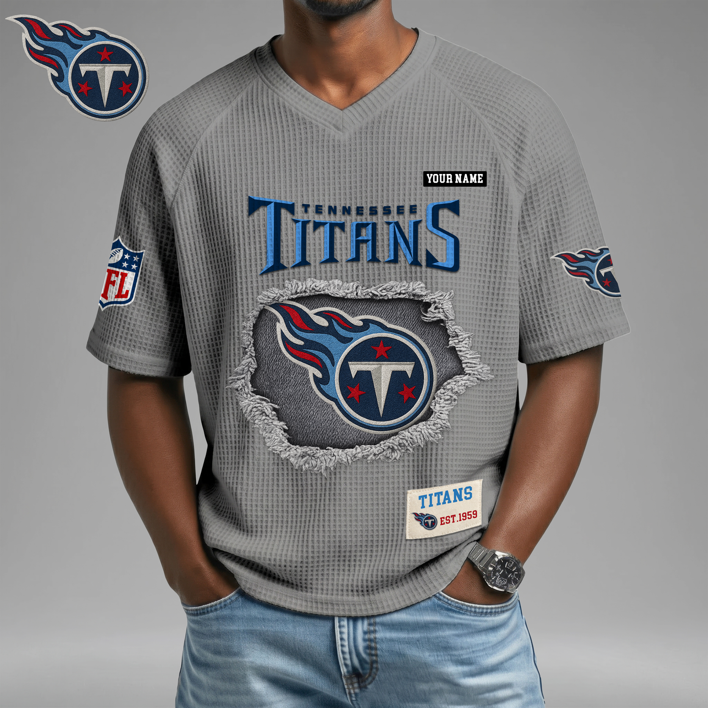 PREMIUM NFL X TT Game Day Waffle V-neck T-shirt 110626