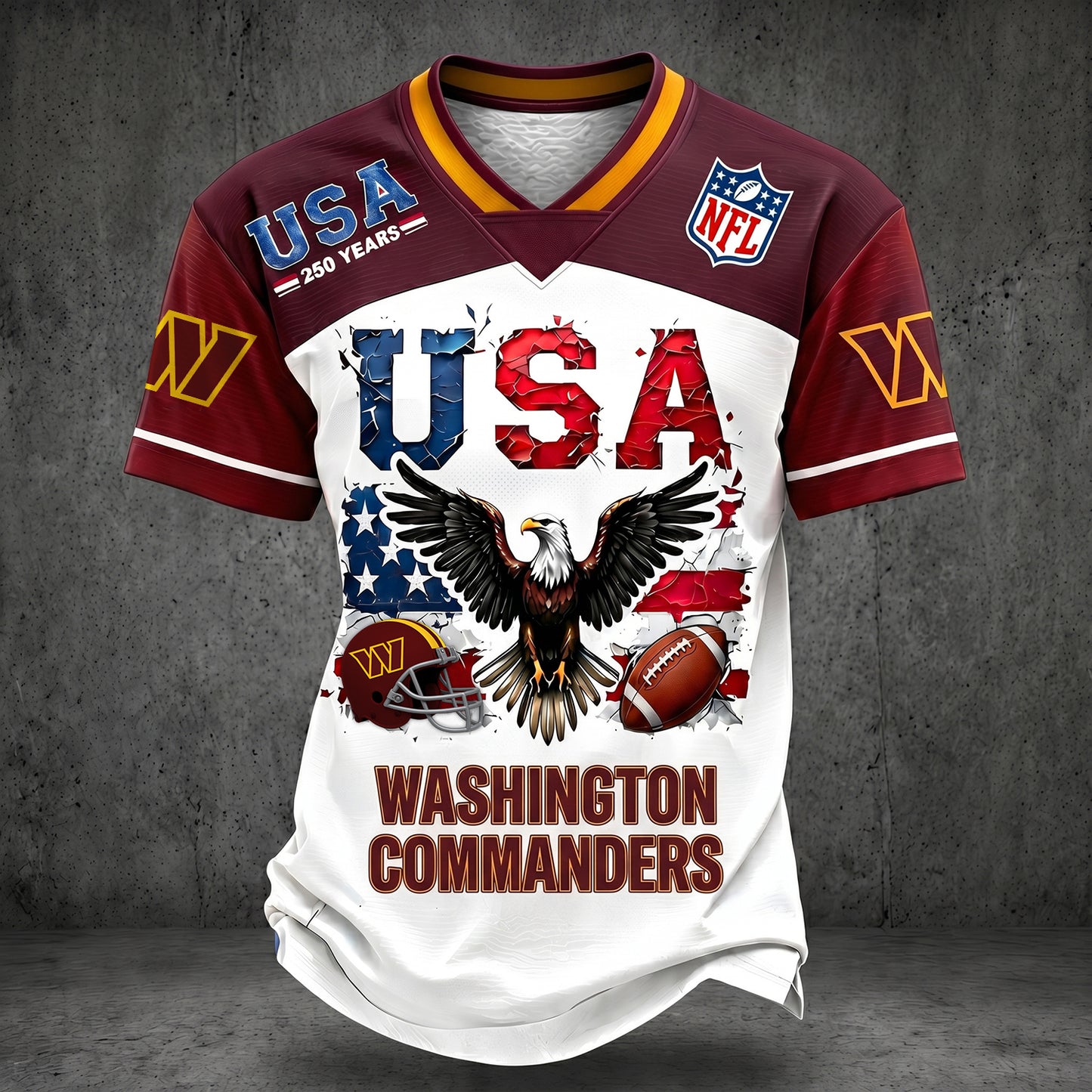 PREMIUM NFL X WAS LUXURY V-Neck 250 Years Of T- Shirt 160626