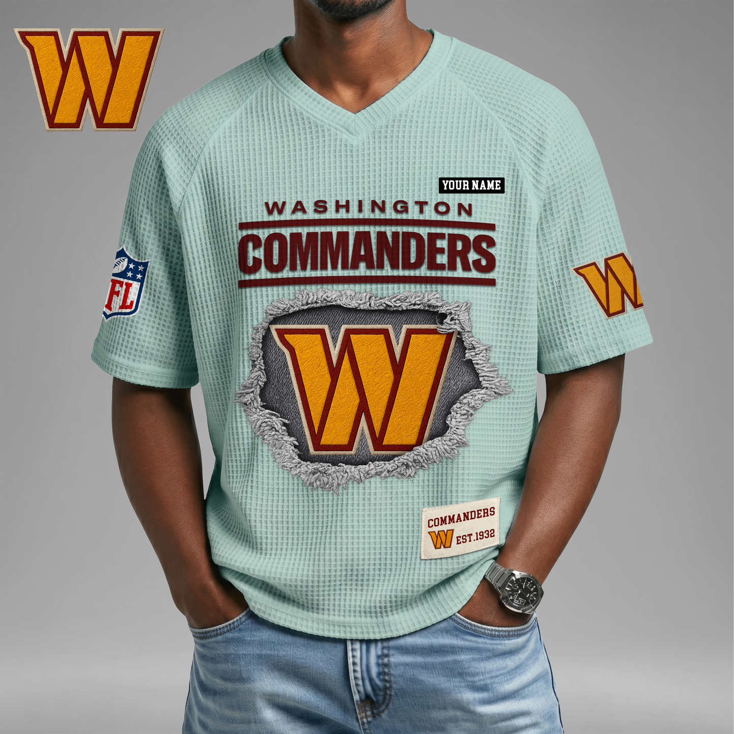 PREMIUM NFL X WC Game Day Waffle V-neck T-shirt 110626