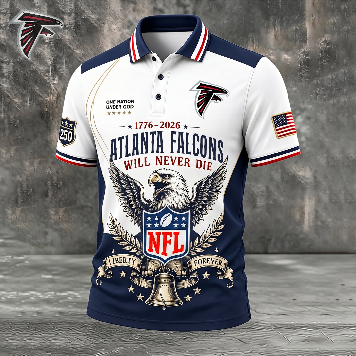 PREMIUM NFL x ATL EXCLUSIVE 250 Years Anniversary Of Freedom POLO SHIRT 290626
