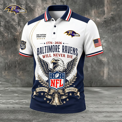 PREMIUM NFL x BAL EXCLUSIVE 250 Years Anniversary Of Freedom POLO SHIRT 290626