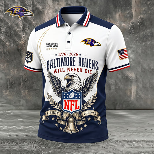 PREMIUM NFL x BAL EXCLUSIVE 250 Years Anniversary Of Freedom POLO SHIRT 290626