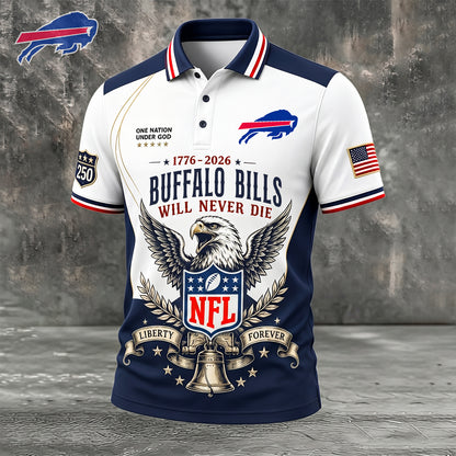 PREMIUM NFL x BUF EXCLUSIVE 250 Years Anniversary Of Freedom POLO SHIRT 290626