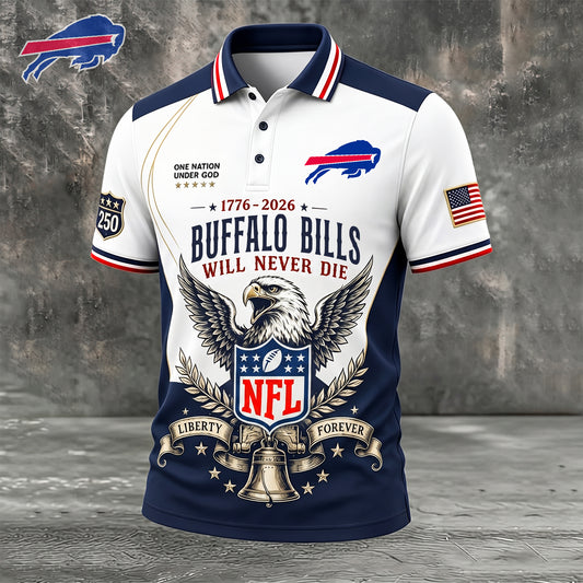 PREMIUM NFL x BUF EXCLUSIVE 250 Years Anniversary Of Freedom POLO SHIRT 290626