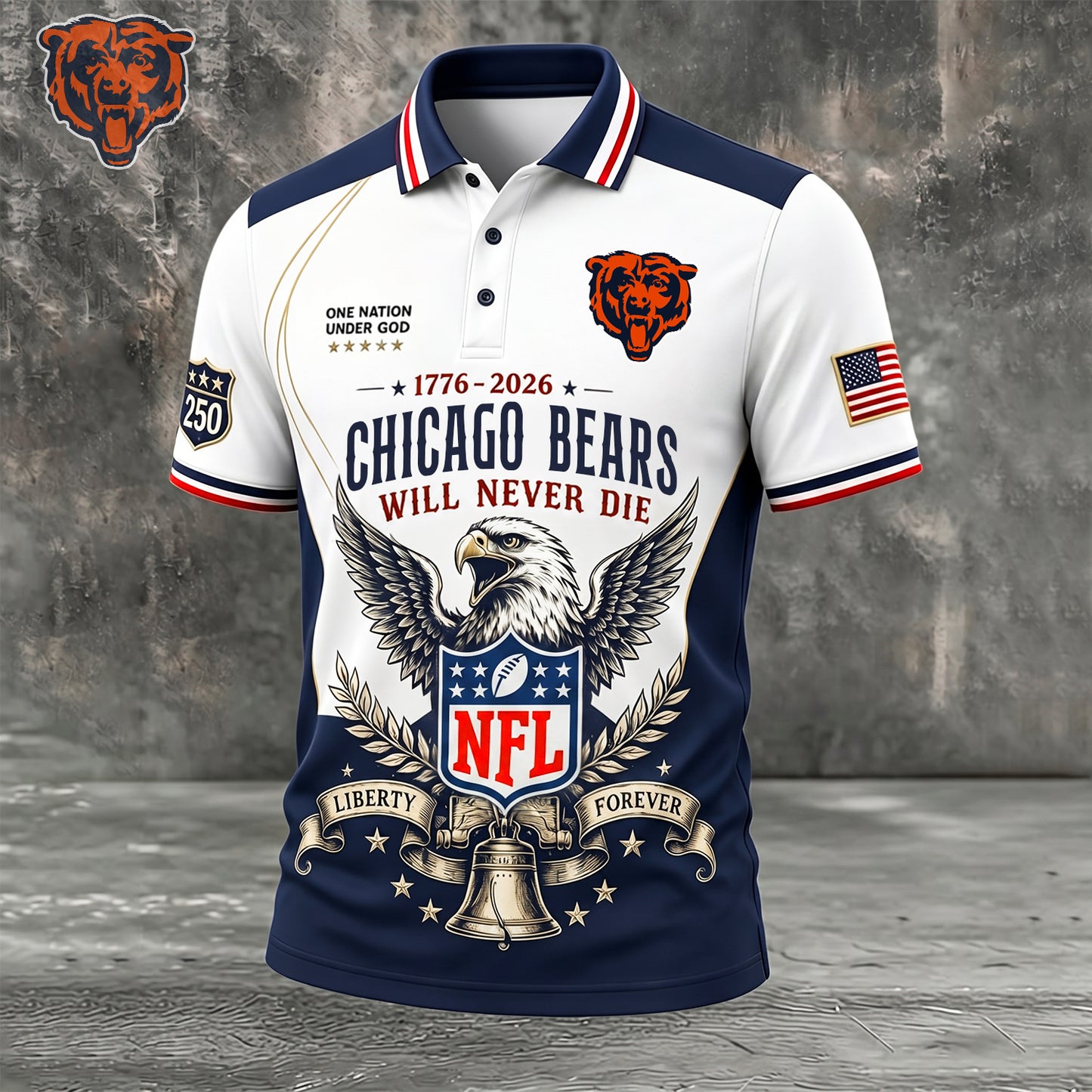 PREMIUM NFL x CHI EXCLUSIVE 250 Years Anniversary Of Freedom POLO SHIRT 290626