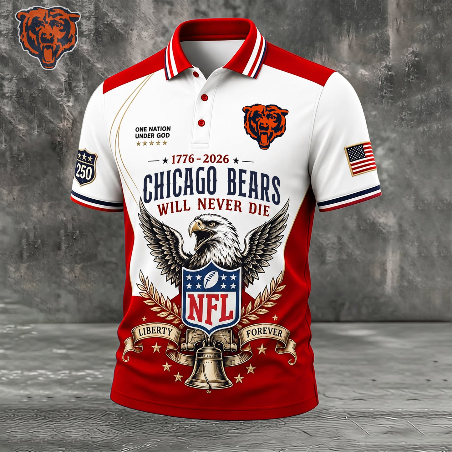 PREMIUM NFL x CHI EXCLUSIVE 250 Years Anniversary Of Freedom POLO SHIRT 290626