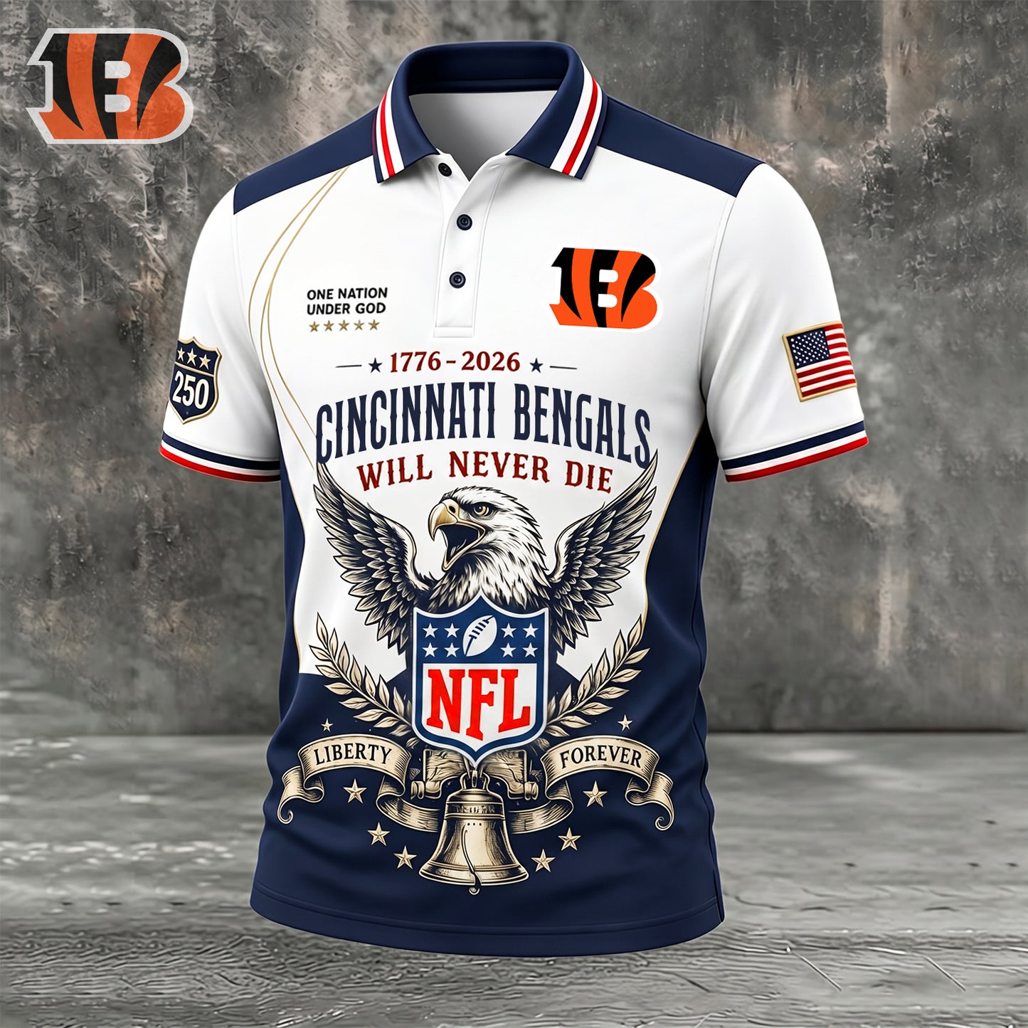 PREMIUM NFL x CIN EXCLUSIVE 250 Years Anniversary Of Freedom POLO SHIRT 290626