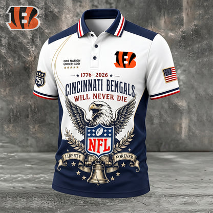 PREMIUM NFL x CIN EXCLUSIVE 250 Years Anniversary Of Freedom POLO SHIRT 290626