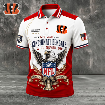 PREMIUM NFL x CIN EXCLUSIVE 250 Years Anniversary Of Freedom POLO SHIRT 290626