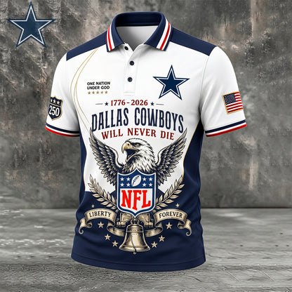 PREMIUM NFL x DAL EXCLUSIVE 250 Years Anniversary Of Freedom POLO SHIRT 290626