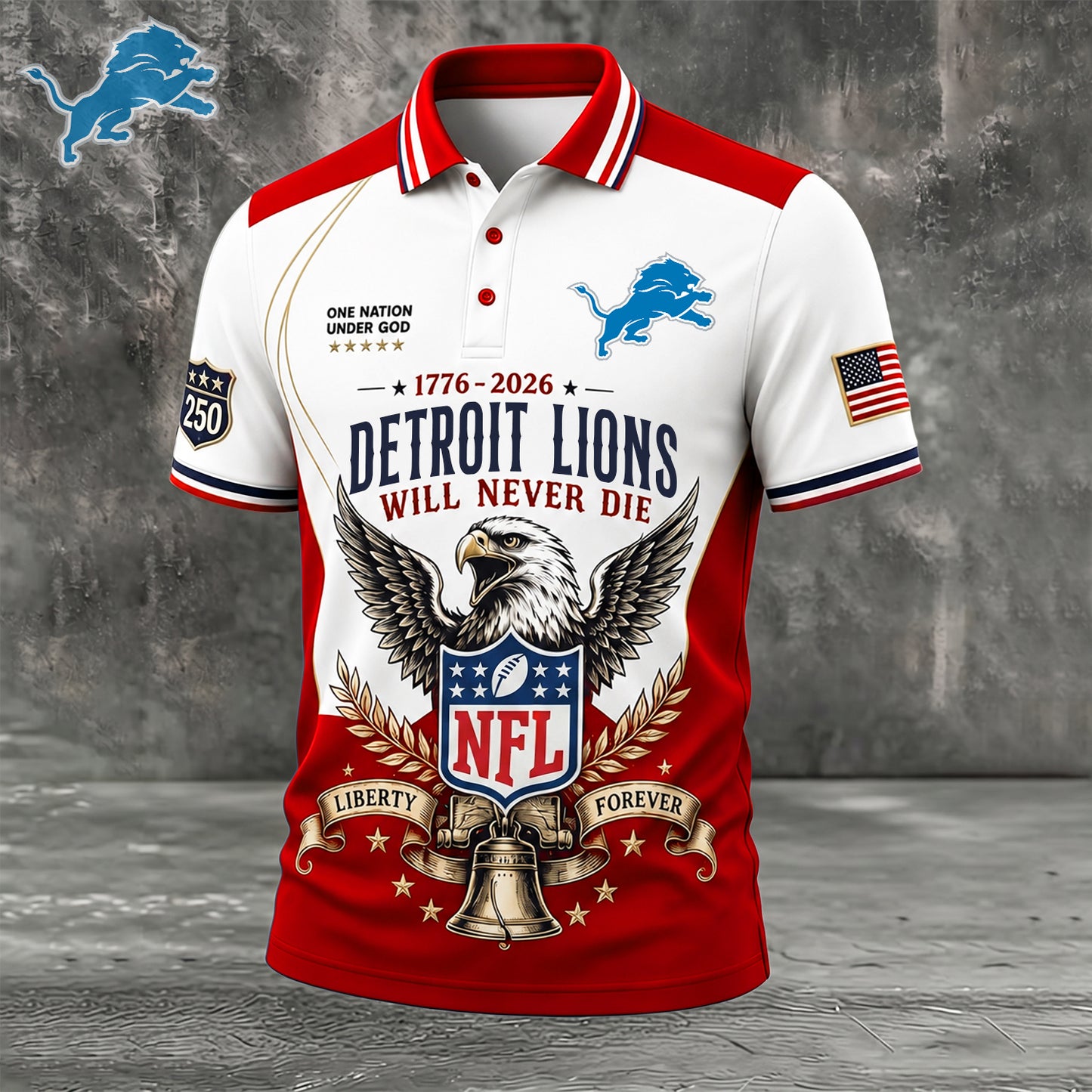 PREMIUM NFL x DET EXCLUSIVE 250 Years Anniversary Of Freedom POLO SHIRT 290626