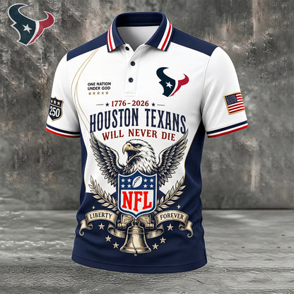 PREMIUM NFL x HOU EXCLUSIVE 250 Years Anniversary Of Freedom POLO SHIRT 290626