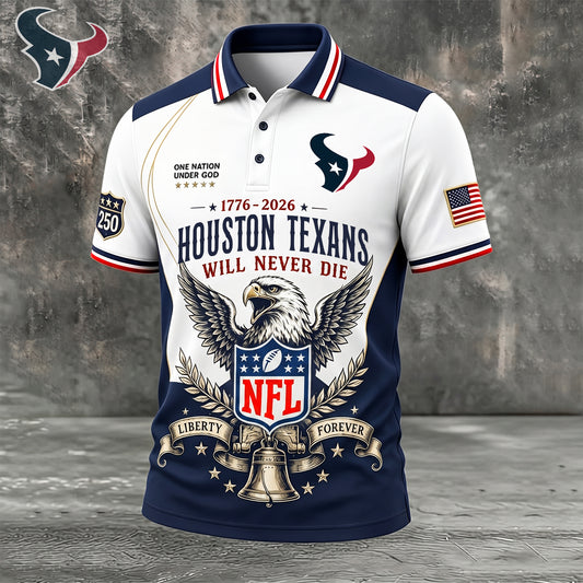 PREMIUM NFL x HOU EXCLUSIVE 250 Years Anniversary Of Freedom POLO SHIRT 290626