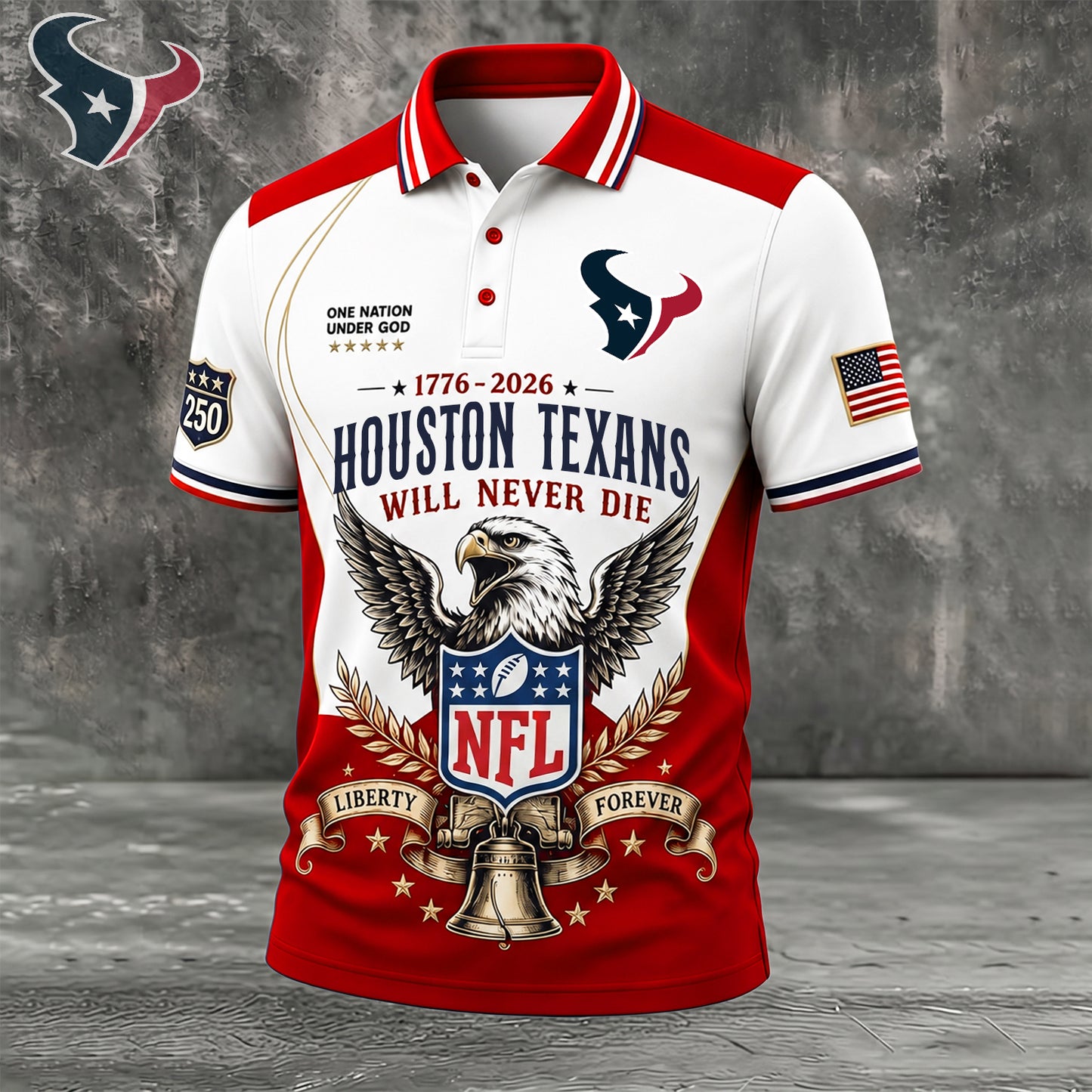 PREMIUM NFL x HOU EXCLUSIVE 250 Years Anniversary Of Freedom POLO SHIRT 290626
