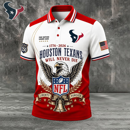 PREMIUM NFL x HOU EXCLUSIVE 250 Years Anniversary Of Freedom POLO SHIRT 290626