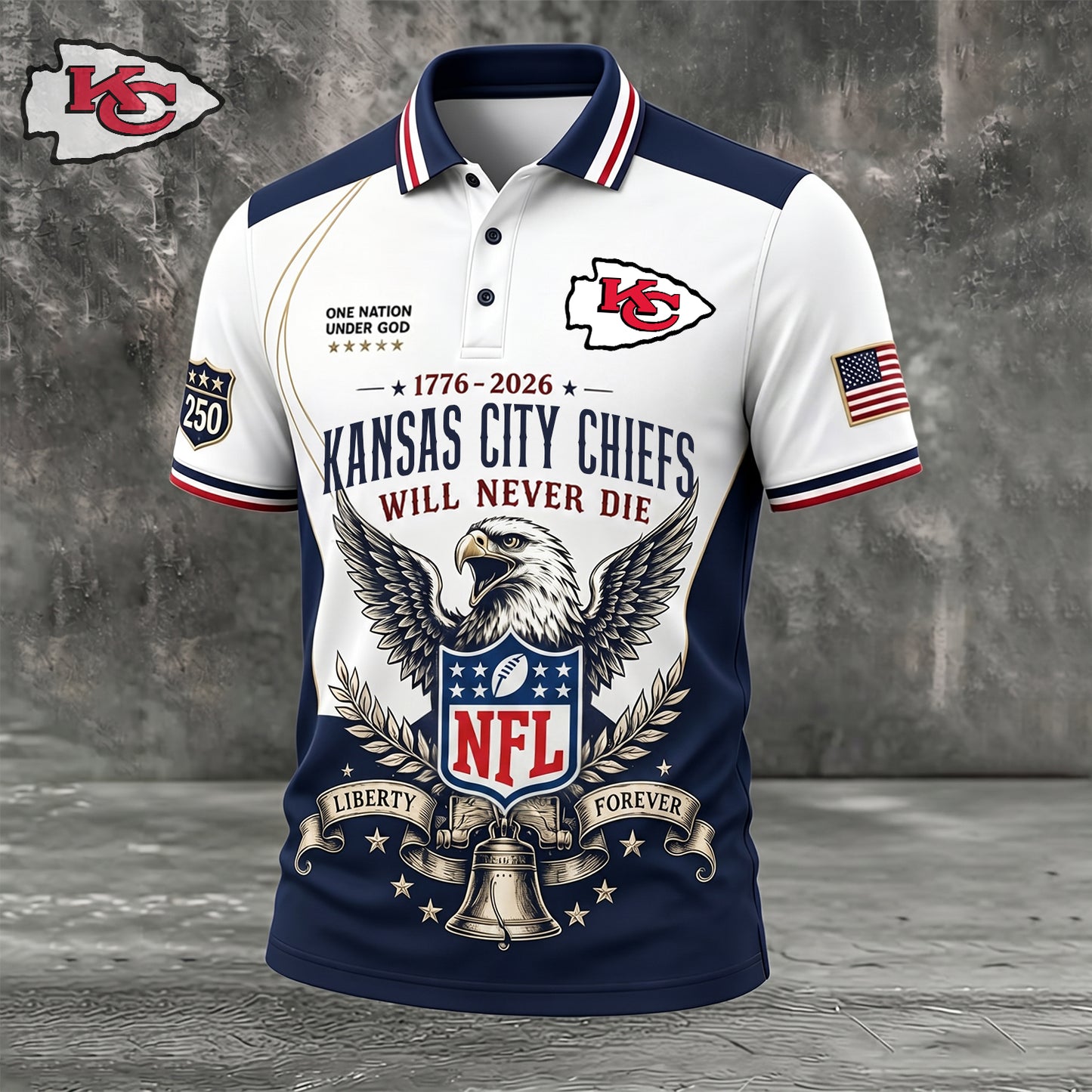PREMIUM NFL x KC EXCLUSIVE 250 Years Anniversary Of Freedom POLO SHIRT 290626