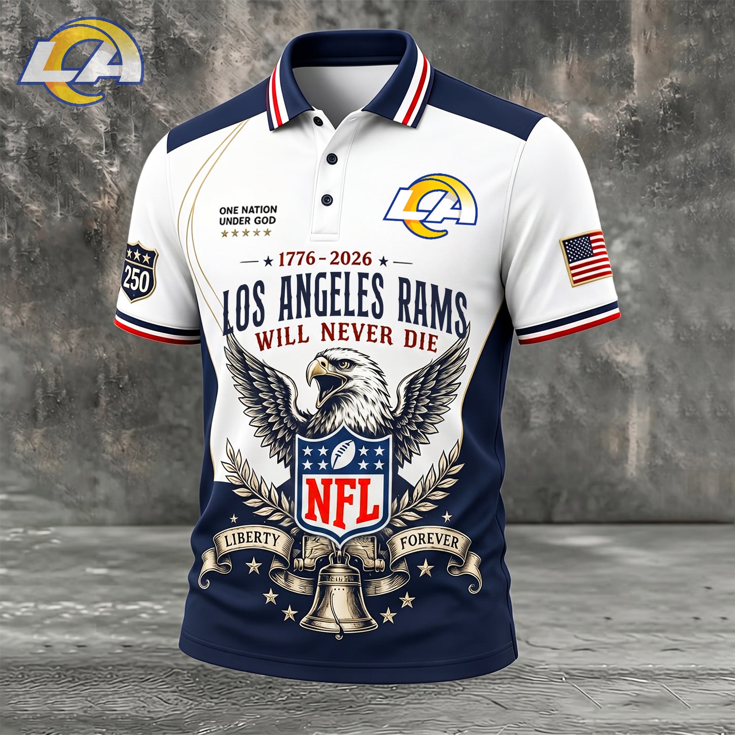 PREMIUM NFL x LAR EXCLUSIVE 250 Years Anniversary Of Freedom POLO SHIRT 290626